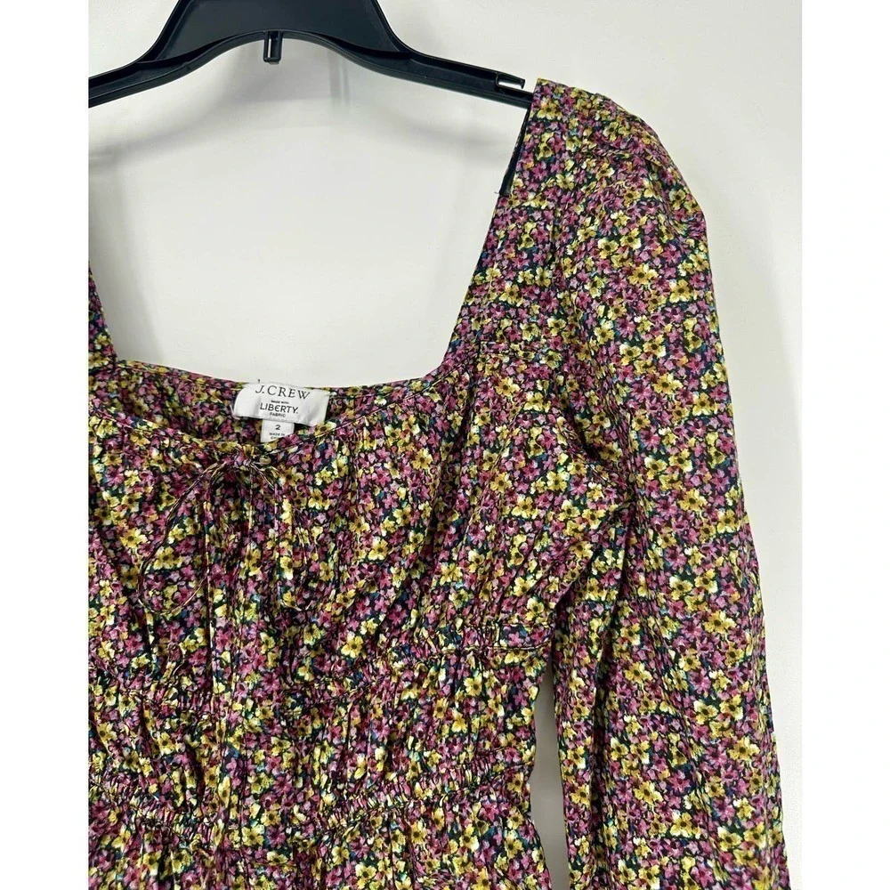 J. Crew Cinched-Waist Organic Cotton Top Liberty Busy Izzy Print